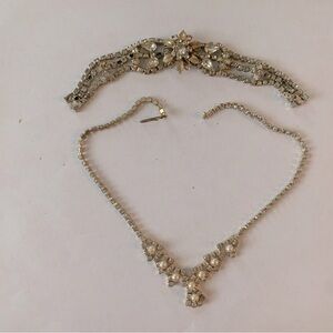 SALE $15 or 3 for $40 Unmarked vintage crystal & pearl necklace & bracelet